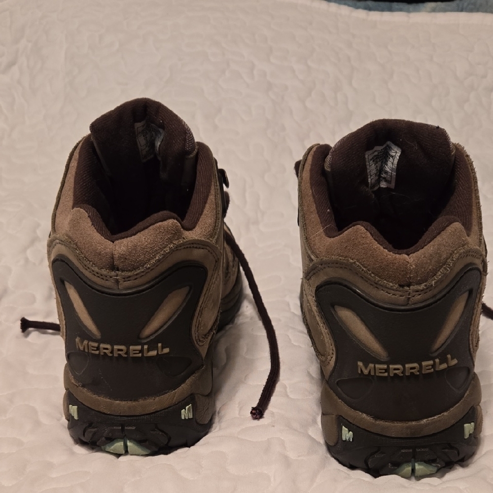 Merrell Brown and Tan Lace-Up Hiking Boots - Picture 8 of 8